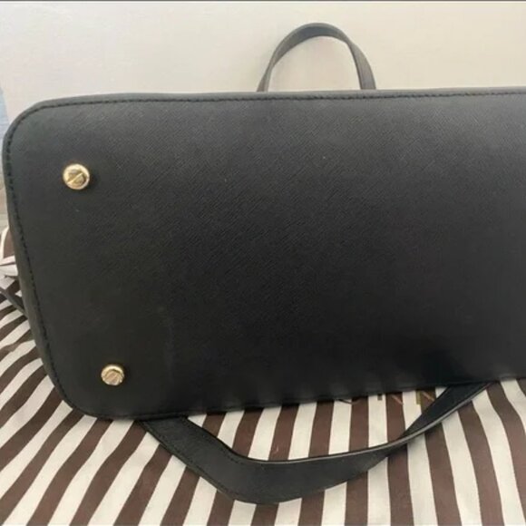 Classic Henri Bendel black saffiano leather satchel medium shoulder bag - Picture 3 of 5